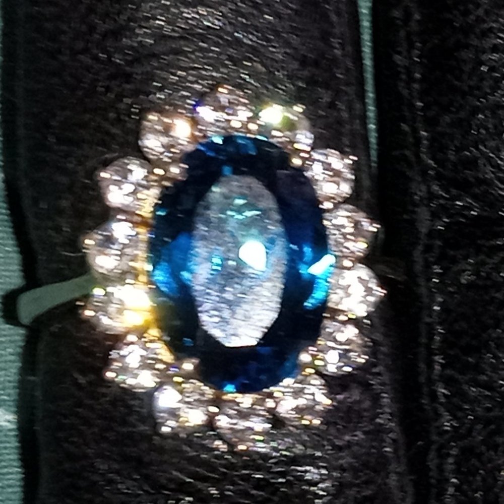 NEW  London Blue Topaz and  Zircon Halo